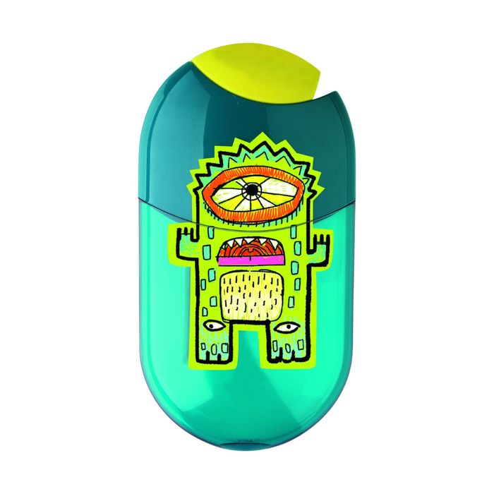 Точилка Faber-Castell с контейнером мини + ластик, 2 отверстия, монстр 183529