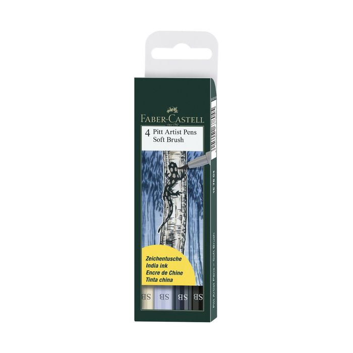 Ручка кисть капиллярная набор Faber-Castell PITT Artist Pen Soft Brush 4цв син.отт 167804