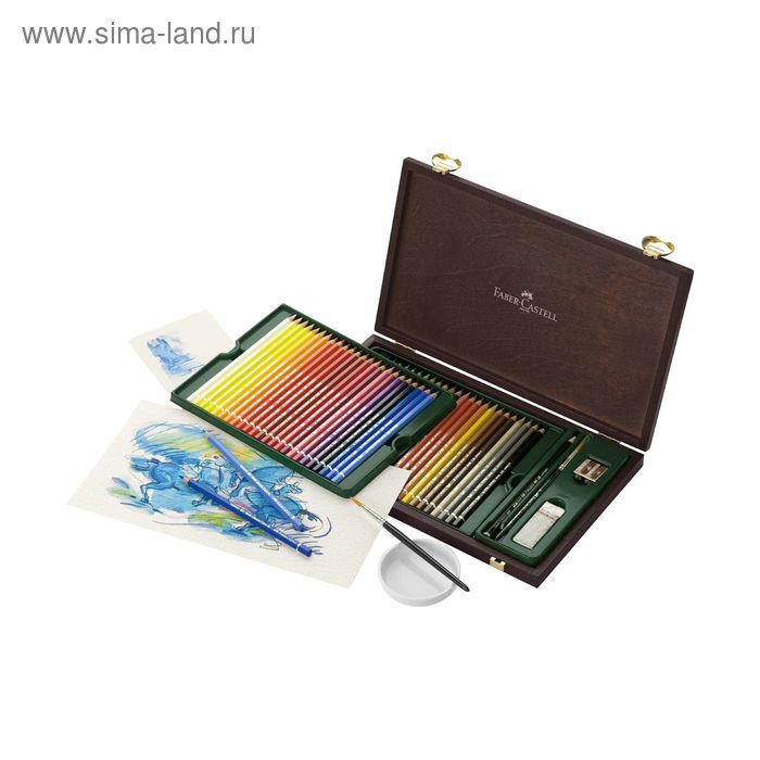 

Карандаши художественные акварельные 48 цветов Faber-Castell Albrecht DÜRER®, аксессуары, деревянный пенал