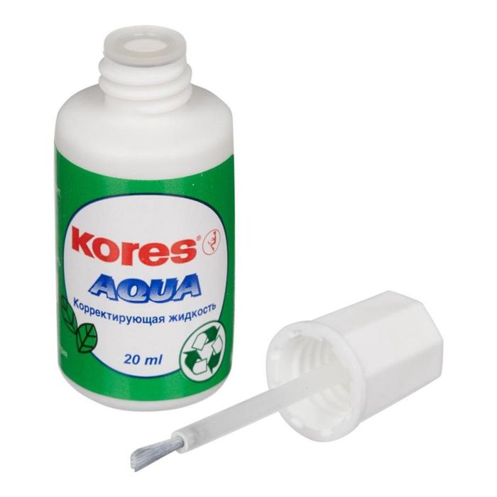 корректирующая жидкость водная основа KORES 20мл AQUA, кисточка '69118