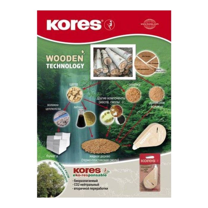 Корректирующая лента 4.2мм*14.5м KORES Wooden XtraLONG-eco '85846