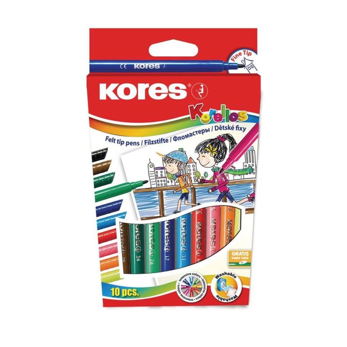 Фломастеры 10цв Kores 2.0 4.0 вент.колп карт.кор. 29011