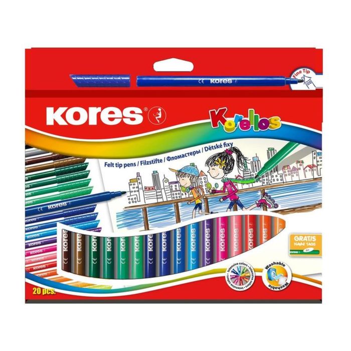Фломастеры 20цв Kores Korellos 2.0 вент.колп карт.кор.29012