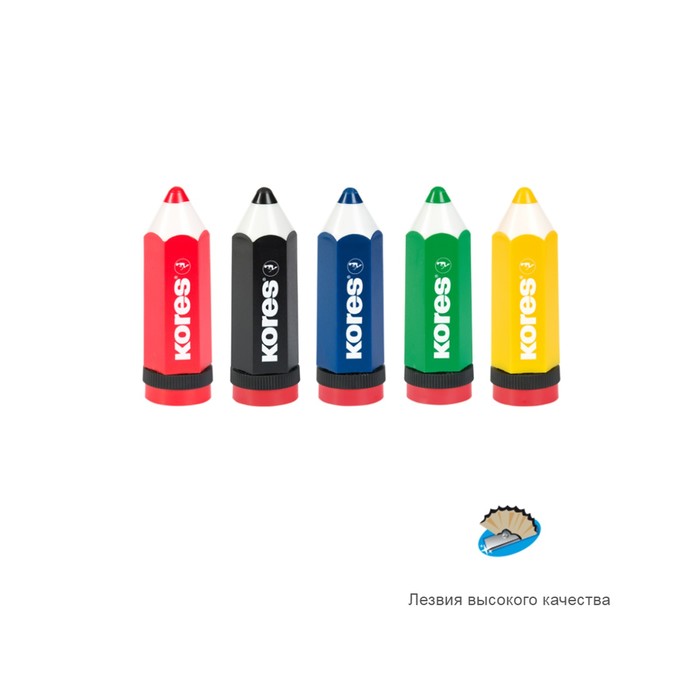 Точилка Kores Карандаш с контейнером, микс*5 видов '35811