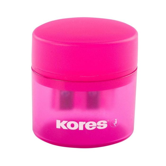 Точилка 2 отверстия с контейнером Kores микс*5 видов '35800