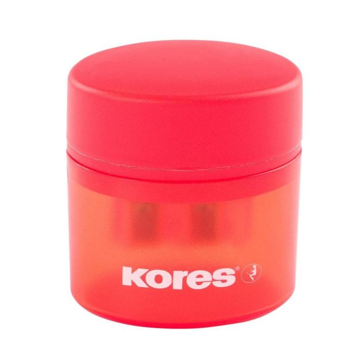 Точилка 2 отверстия с контейнером Kores микс*5 видов '35800