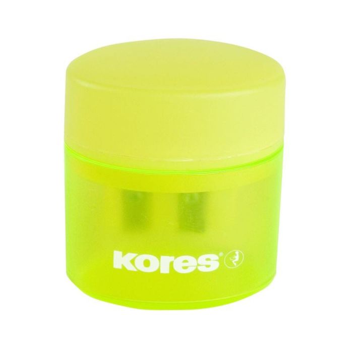 Точилка 2 отверстия с контейнером Kores микс*5 видов '35800