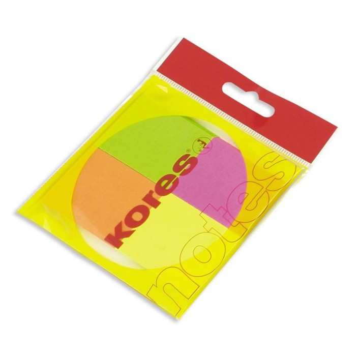 Блок с липким краем Kores, 40х50 мм, 4 цвета, 50 листов, Neon