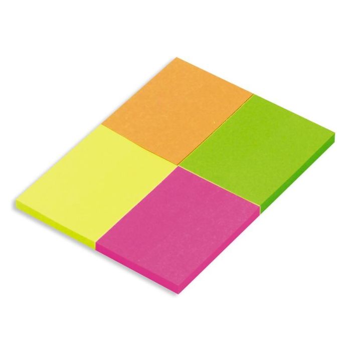 Блок с липким краем Kores, 40х50 мм, 4 цвета, 50 листов, Neon