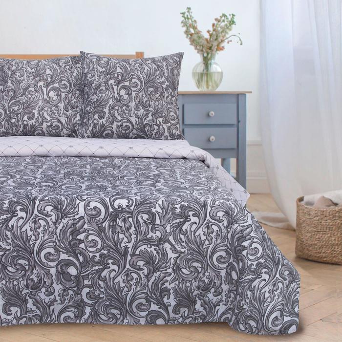 Постельное белье "Этель" дуэт Вензель серебро 143*215 см 2 шт,220*240 см,70*70 см 2 шт,поплин 125 г/м2 25886