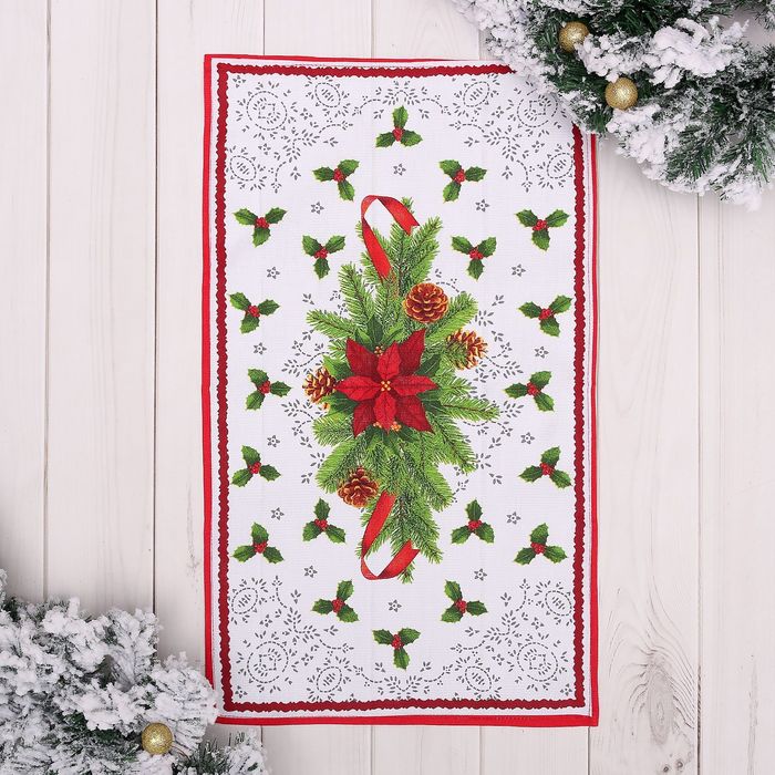 Полотенце "Пуансеттия" 35х60 см,100% хлопок 160 г/м2