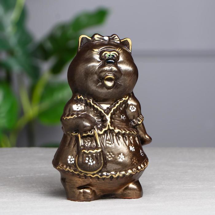 Копилка "Кошка дама" бронзовая