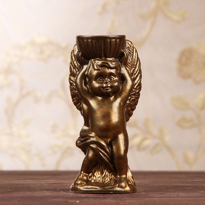 Подсвечник "Мальчик ангел", бронзовый