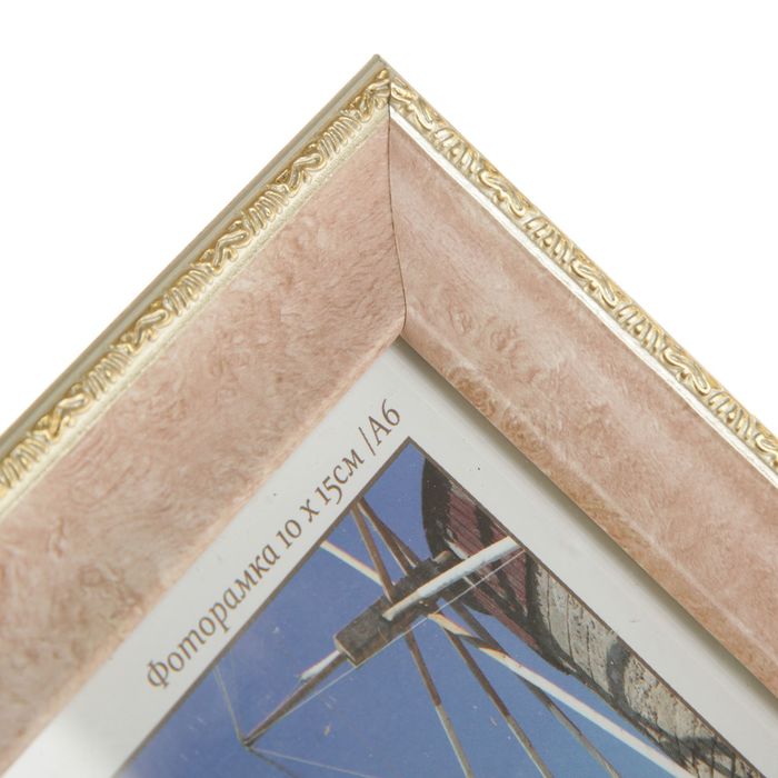Фоторамка 10х15 см, пастель розовый с ножкой