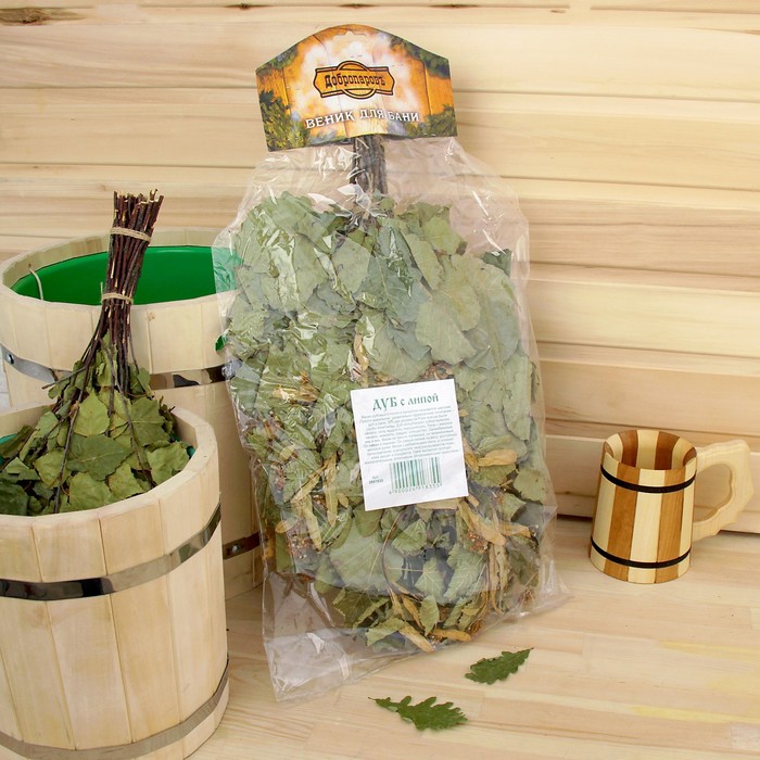 Веник для бани ЭКСТРА из кавказского дуба с липой