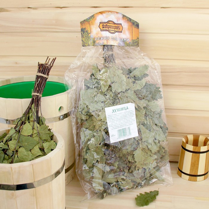 Веник для бани ЭКСТРА из кавказского дуба с душицей
