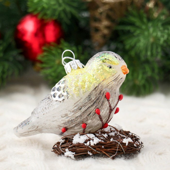 Елочное украшение "Птица в гнезде" 9 см