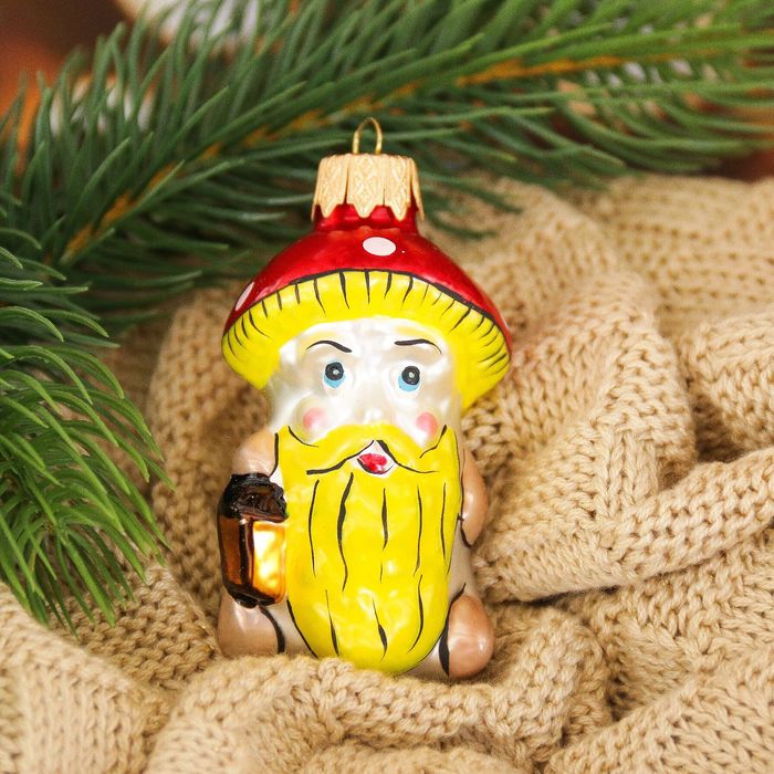 Ёлочное украшение "Гриб" 9 см