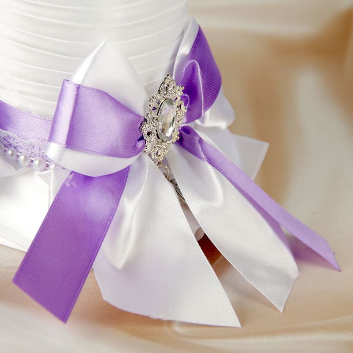Украшение на шампанское "Элит-тубы" с бантом, сиреневое