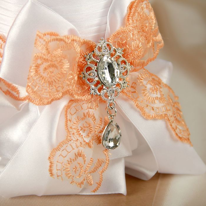 Украшение на шампанское "Элит-тубы" с бантом, персиковое