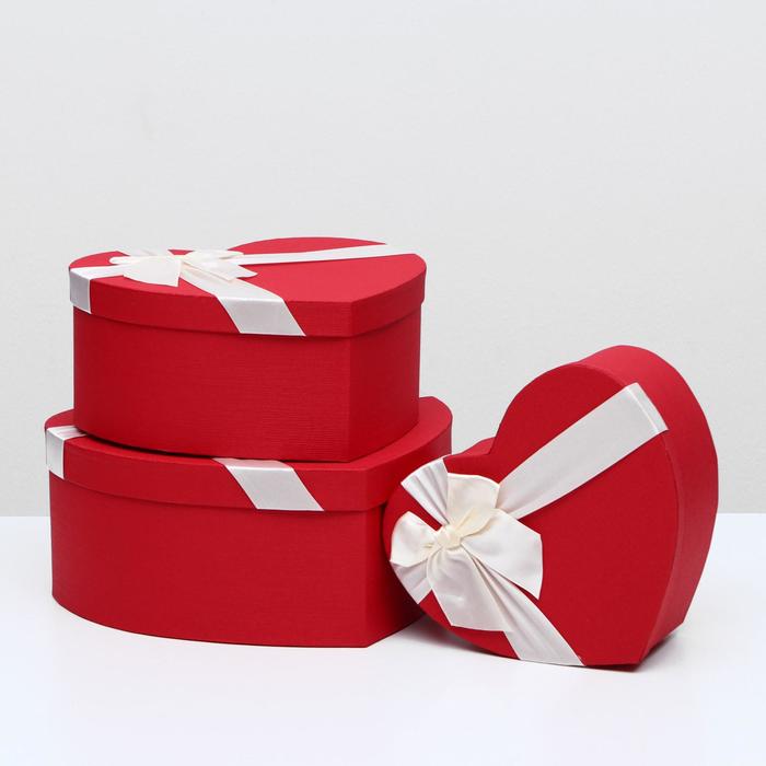 Набор коробок 3в1 "Сердце", красный, 31 х 29 х 13 - 23 х 20 х 10 см