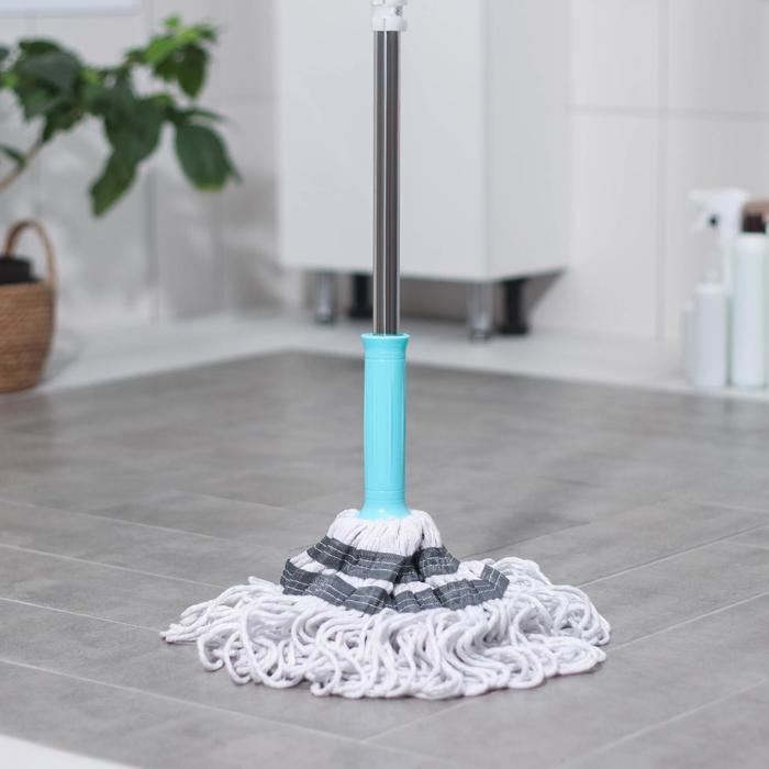 Швабра с отжимом, насадка х/б 300 гр, стальная ручка 137 см