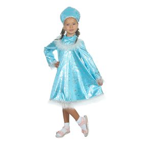 Карнавальный костюм 'Снегурочка с кокеткой', атлас, кокошник, платье, р-р 32, рост 122-128 см Ош