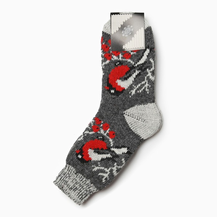 Носки женские шерстяные «Снегирь в снегу», цвет МИКС, размер 25