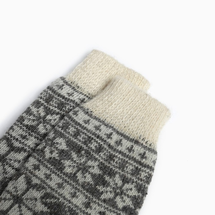 Гольфы (получулки) женские шерстяные «Снежинка белая», цвет серый, размер 23