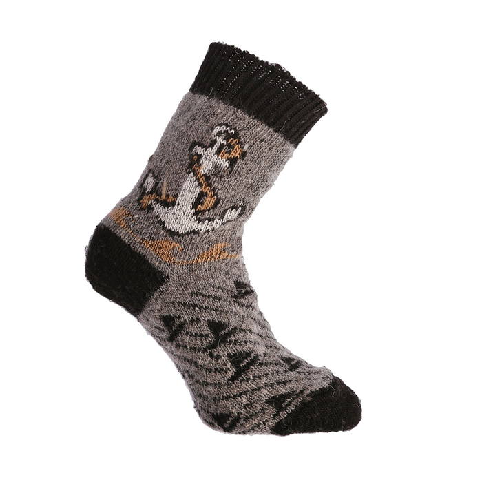 Носки мужские шерстяные "Якорь", цвет тёмно-серый, размер 27