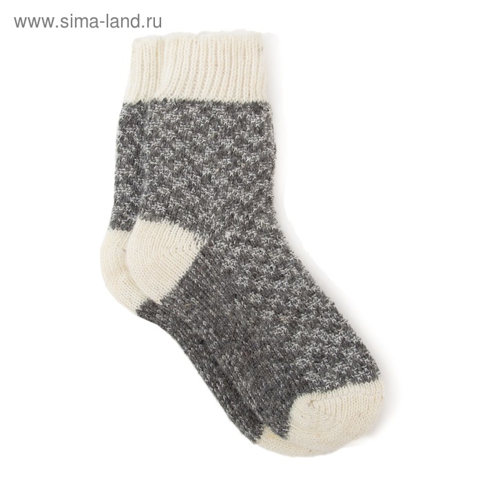 Носки для мальчика шерстяные Фактурная вязка цвет т-серый, размер 16