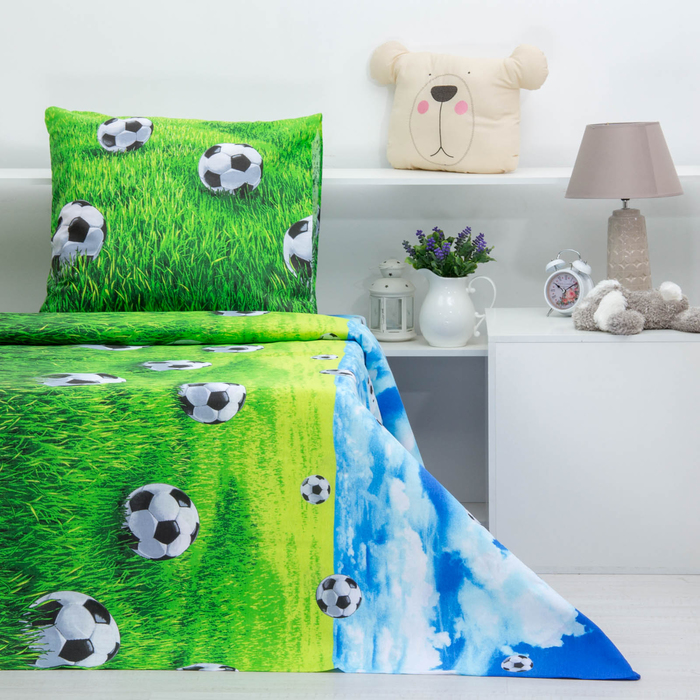 Постельное бельё 1,5сп Сударушка "Футбол", 150х215 см, 150х215 см, 70х70 см - 1 шт, бязь, 125 г/м
