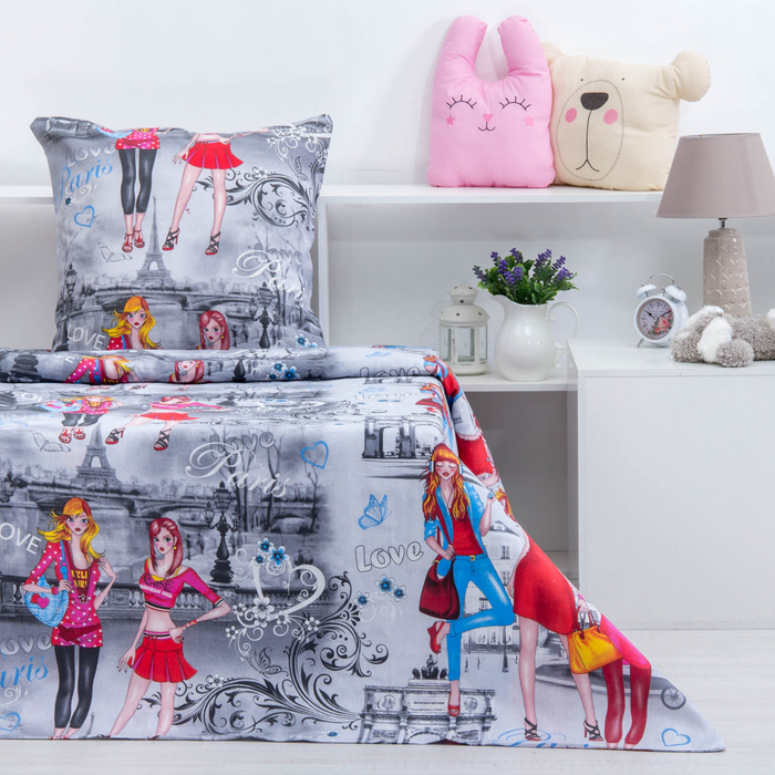 Постельное бельё 1,5сп Сударушка "Модницы", 150х215 см, 150х215 см, 70х70 см - 1 шт, бязь, 125 г/м