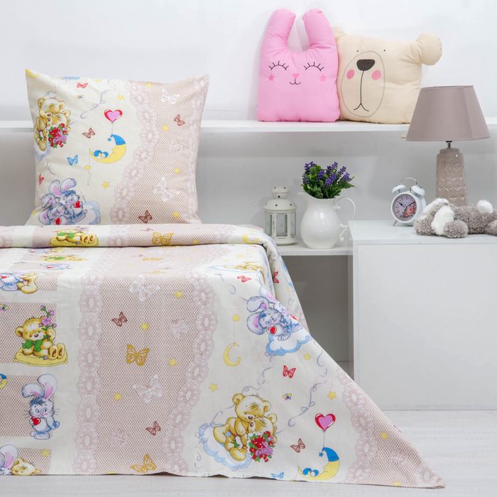 Постельное бельё 1,5сп Сударушка "Дружба начинается с улыбки", 150х215, 150х215, 70х70 - 1 шт, бязь, 125 г/м