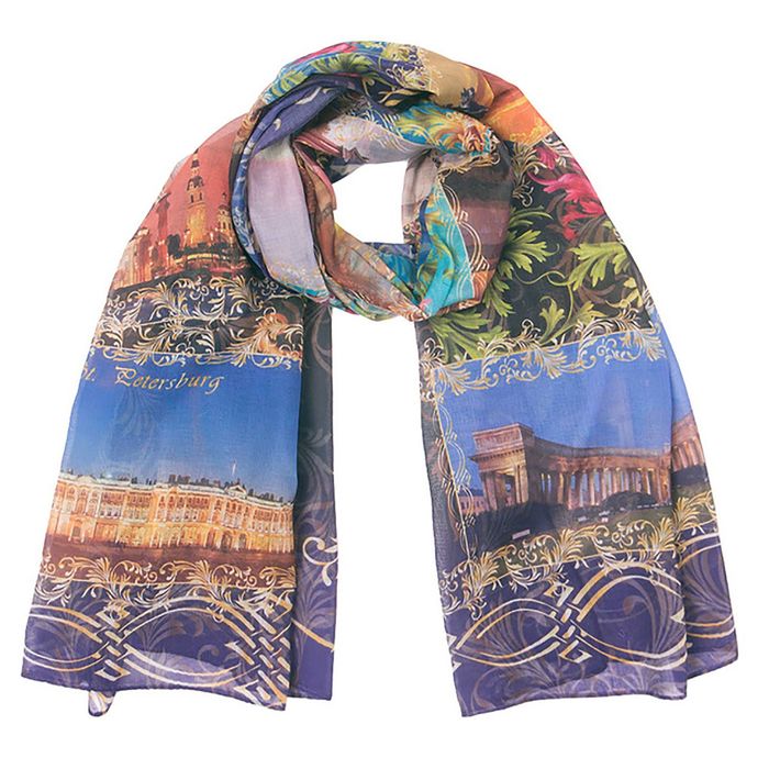 Палантин текстильный "Санкт-Петербург" PC3115_SD5-F, размер 90х180, цвет разноцветный