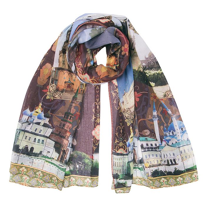 Палантин текстильный "Санкт-Петербург" PC3115_V4, размер 90х180, цвет разноцветный