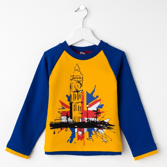 Джемпер для мальчика, рост 122 см, цвет желтый/светло-синий 6223