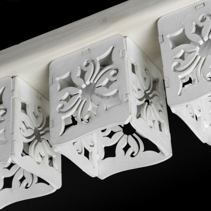 Люстра деревянная "Евро", 4 плафона "Узоры", цвет молоко