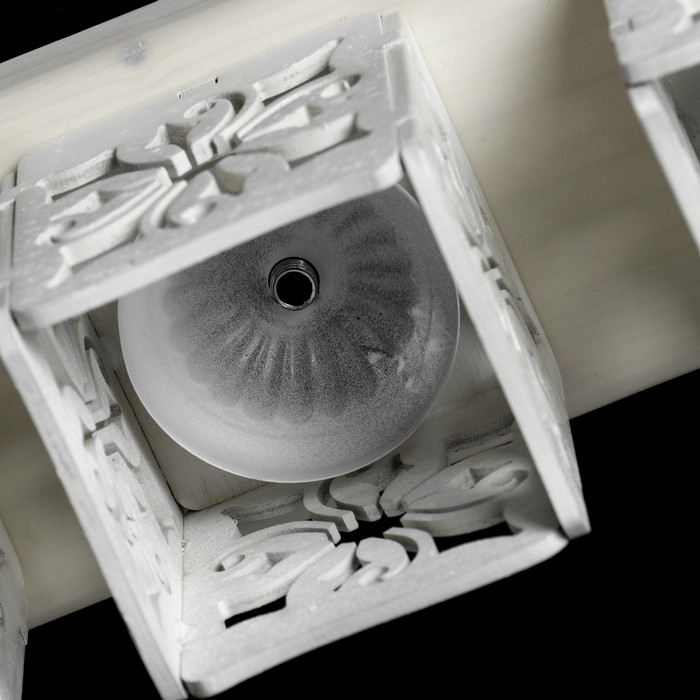 Люстра деревянная "Евро", 4 плафона "Узоры", цвет молоко