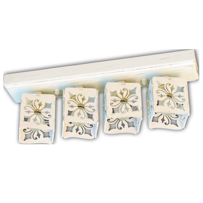 Люстра деревянная "Евро", 4 плафона "Узоры", цвет молоко