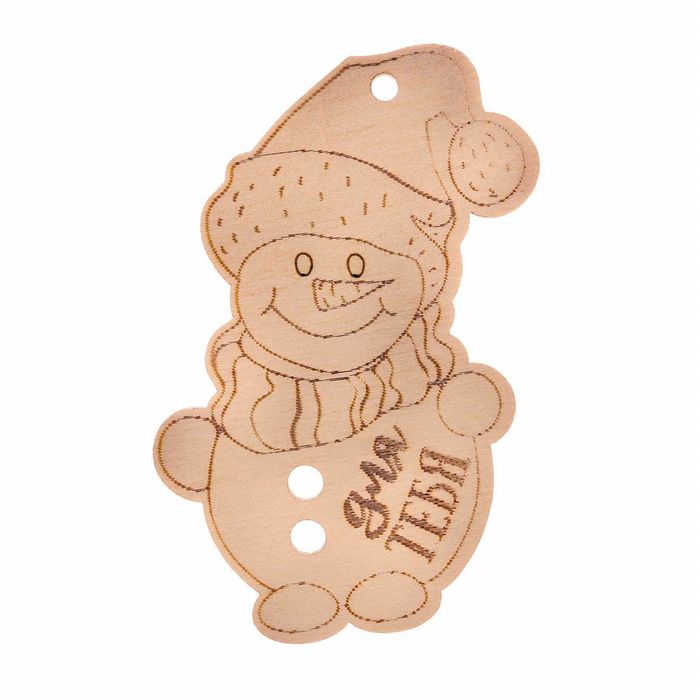 Деревянная заготовка - подвеска «Снеговик», 10 × 10 см