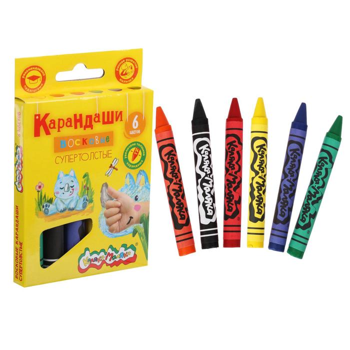 Мелки восковые 6 цветов Каляка-Маляка супертолстые круглые КВКМ06-т