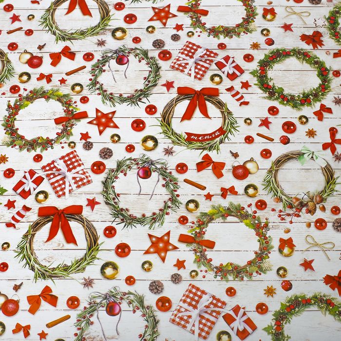 Бумага упаковочная глянцевая «Новогодние венки», 70 х 100 см
