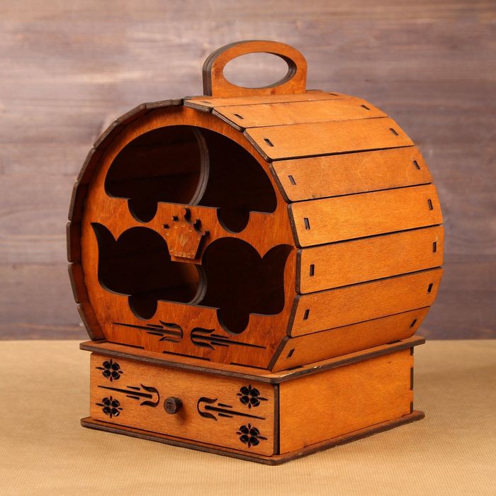 Мини-бар деревянный "Бочка", микс