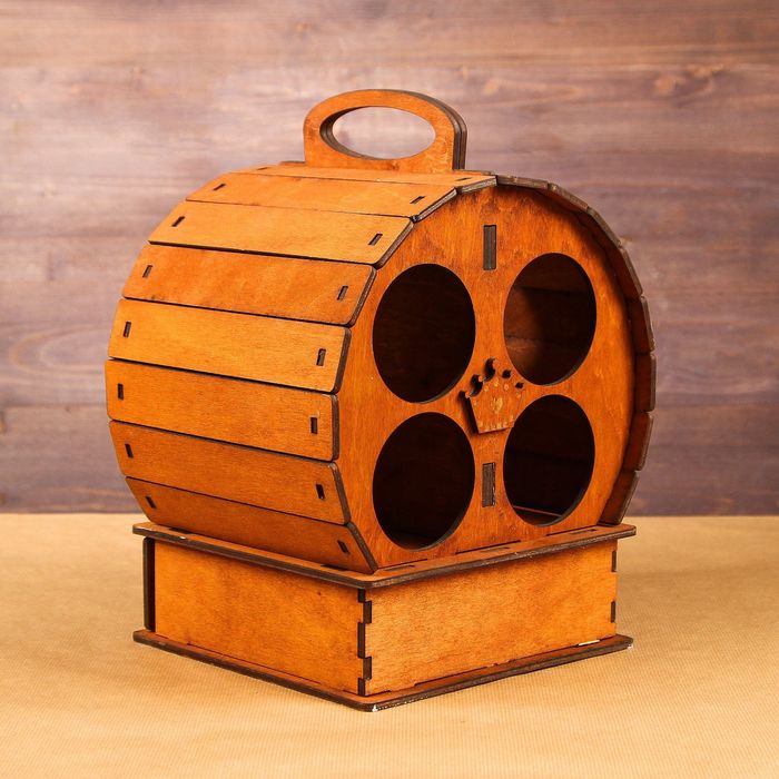 Мини-бар деревянный "Бочка", микс