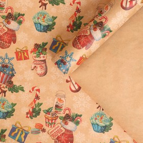 Бумага упаковочная крафтовая «Вкусный праздник», 50 × 70 см Ош