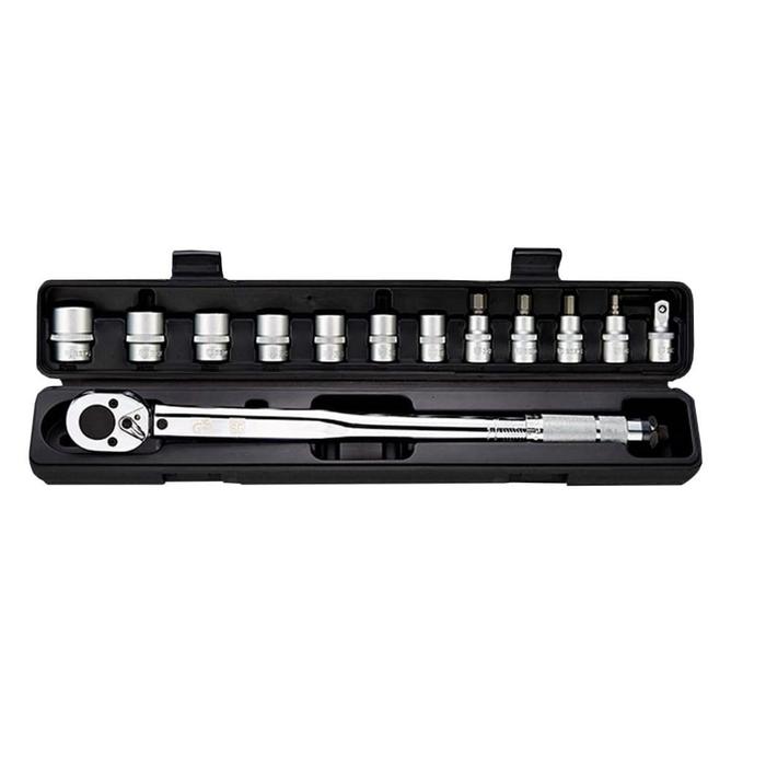 Ключ динамометрический с набором головок 13 предметов BERGER 1/2" 28-210Нм