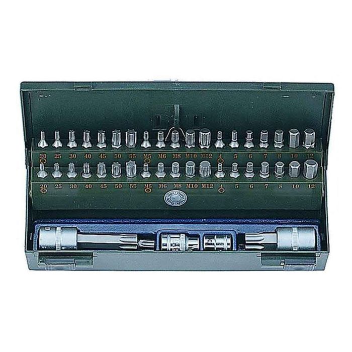 Набор вставок 1/2"&amp;3/8" 6-гранных, торкс, сплайн с отверстием 44пр. в кейсе FORCE