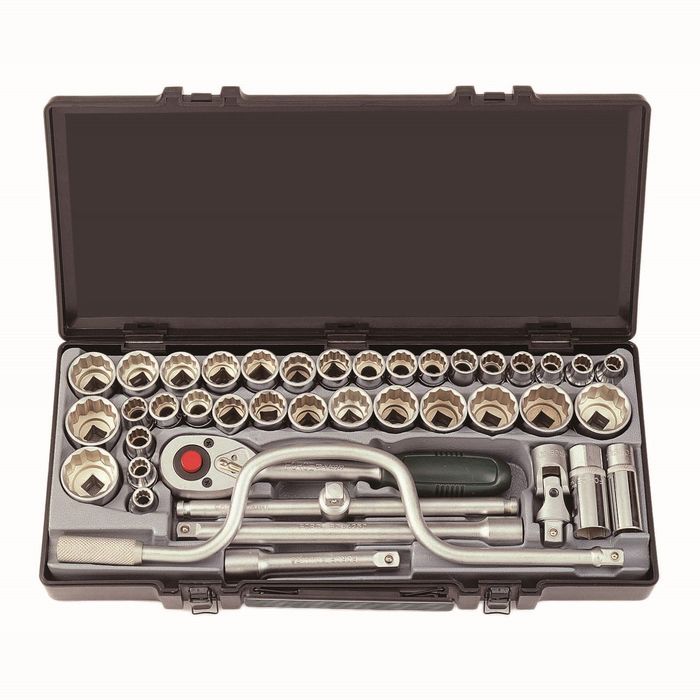 Набор головок 10-32мм, 3/8"-1"1/2'' 12-гранных 41пр. в кейсе FORCE