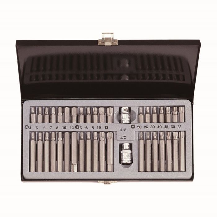 Набор вставок 1/2"&amp;3/8" 6-гранных, торкс, сплайн 40пр. в кейсе FORCE